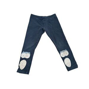 Tea Collection Kids Navy Blue Leggings With Owl Knee Print Size 3